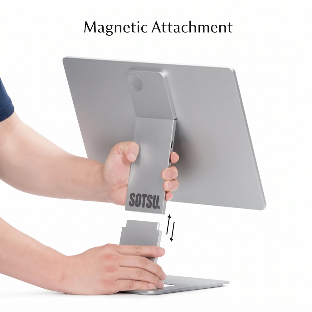 SOTSU FlipAction Pro 16 Gen 2 in Granite Grey: magnetische bevestiging van de stand