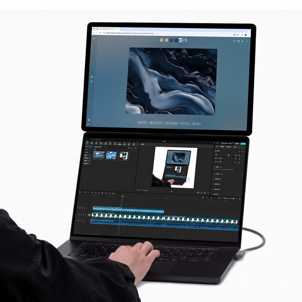 SOTSU FlipAction Elite 16 in Space Black boven de laptop op ooghoogte