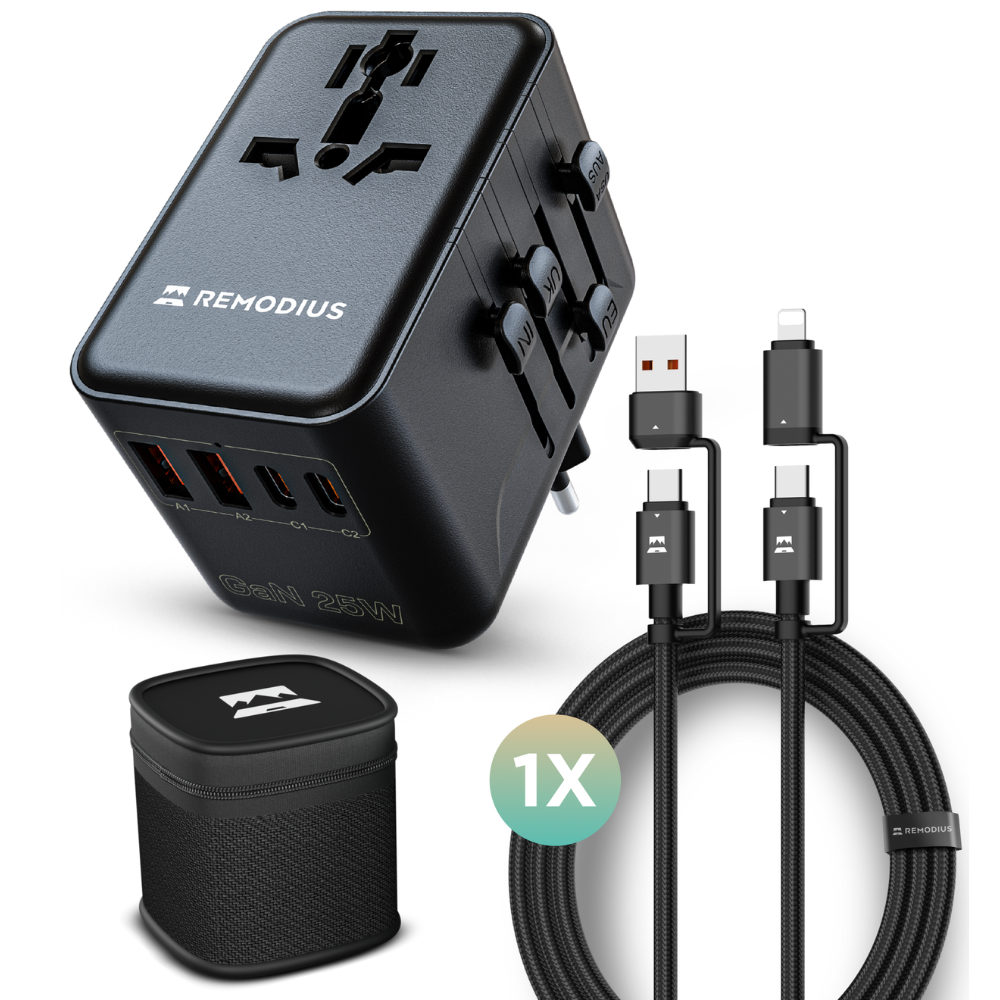Remodius | World Travel Adapter + 1 UniCharge