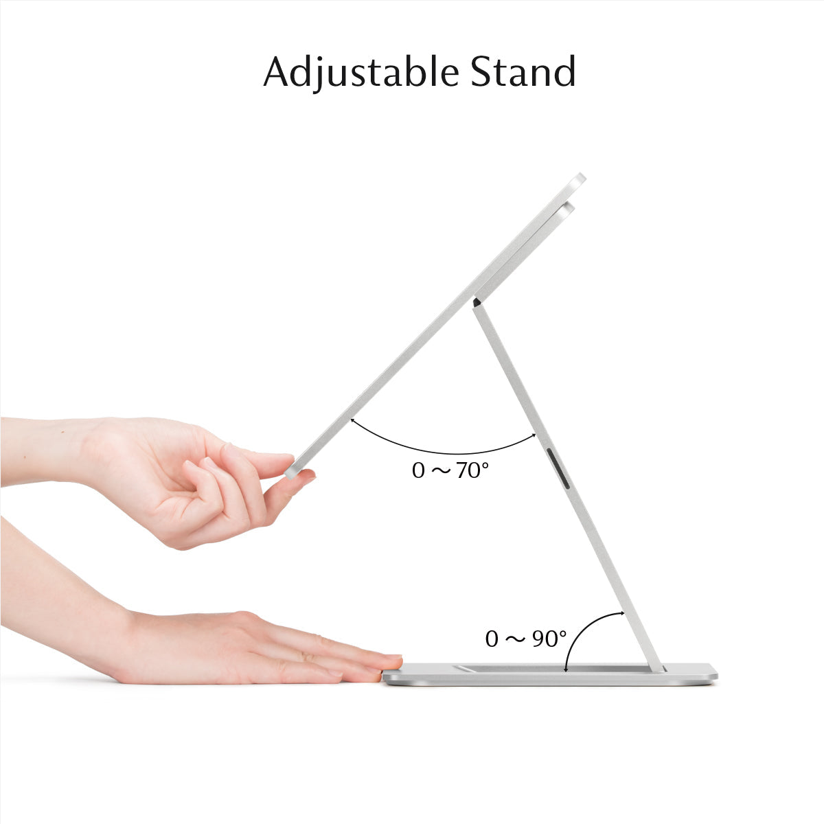 Draagbaar 4K-beeldscherm 16 inch Silver, zijaanzicht ultradun