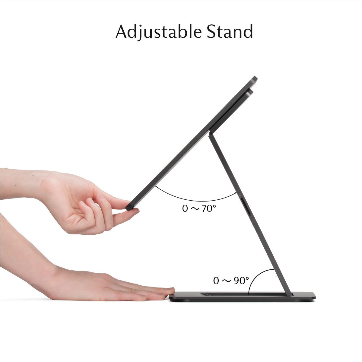 Draagbaar 4K-beeldscherm 16 inch Space Black, zijaanzicht ultradun