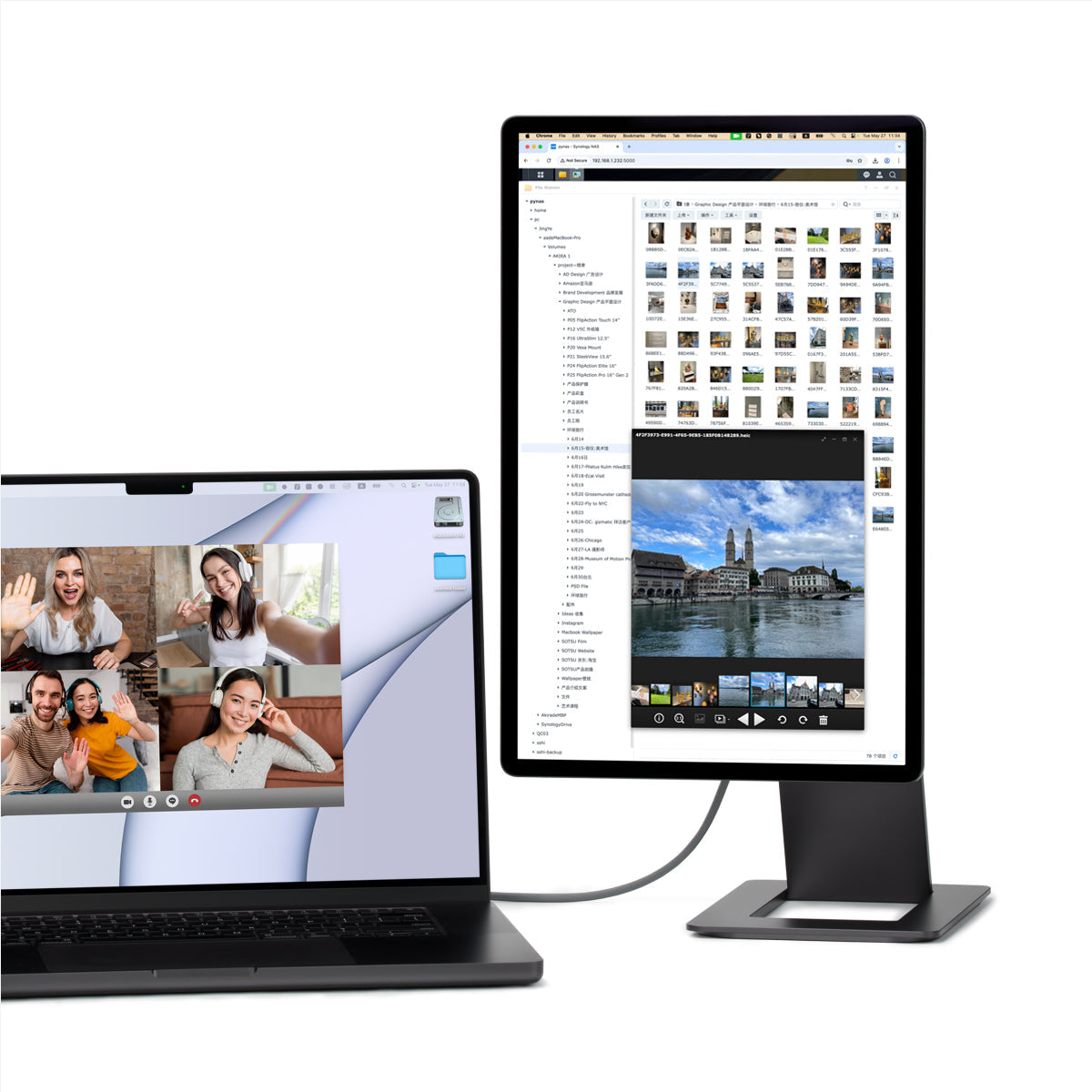FlipAction Elite USB-C aansluitingen met 65W passthrough, Space Black