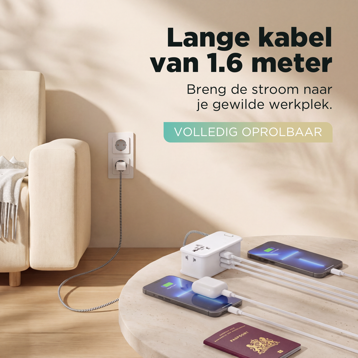 Remodius Travel Power Strip: Lange kabel