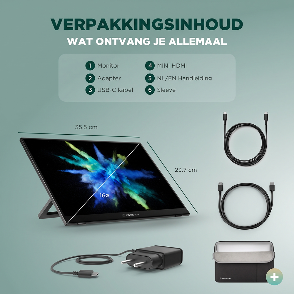 Portable Monitor 16 inch + Sleeve