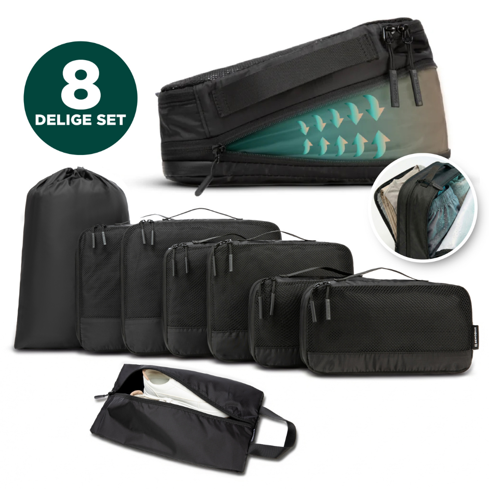 Remodius Packing Cubes Set van 8 — 40% ruimtebesparing