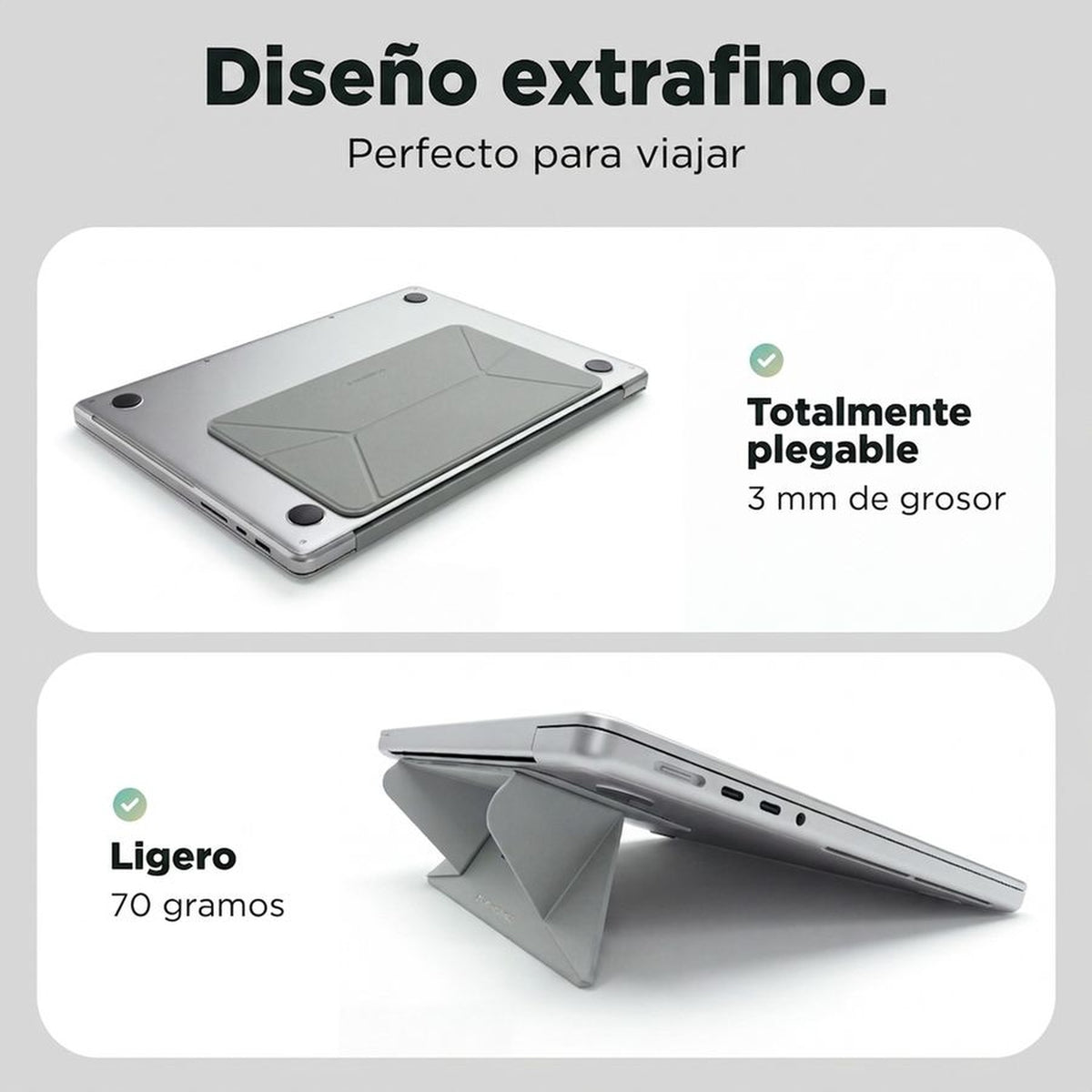 Remodius Invisible Laptop Stand Stone, extra dun ontwerp van 3 mm #Kleur_Stone #lang_es