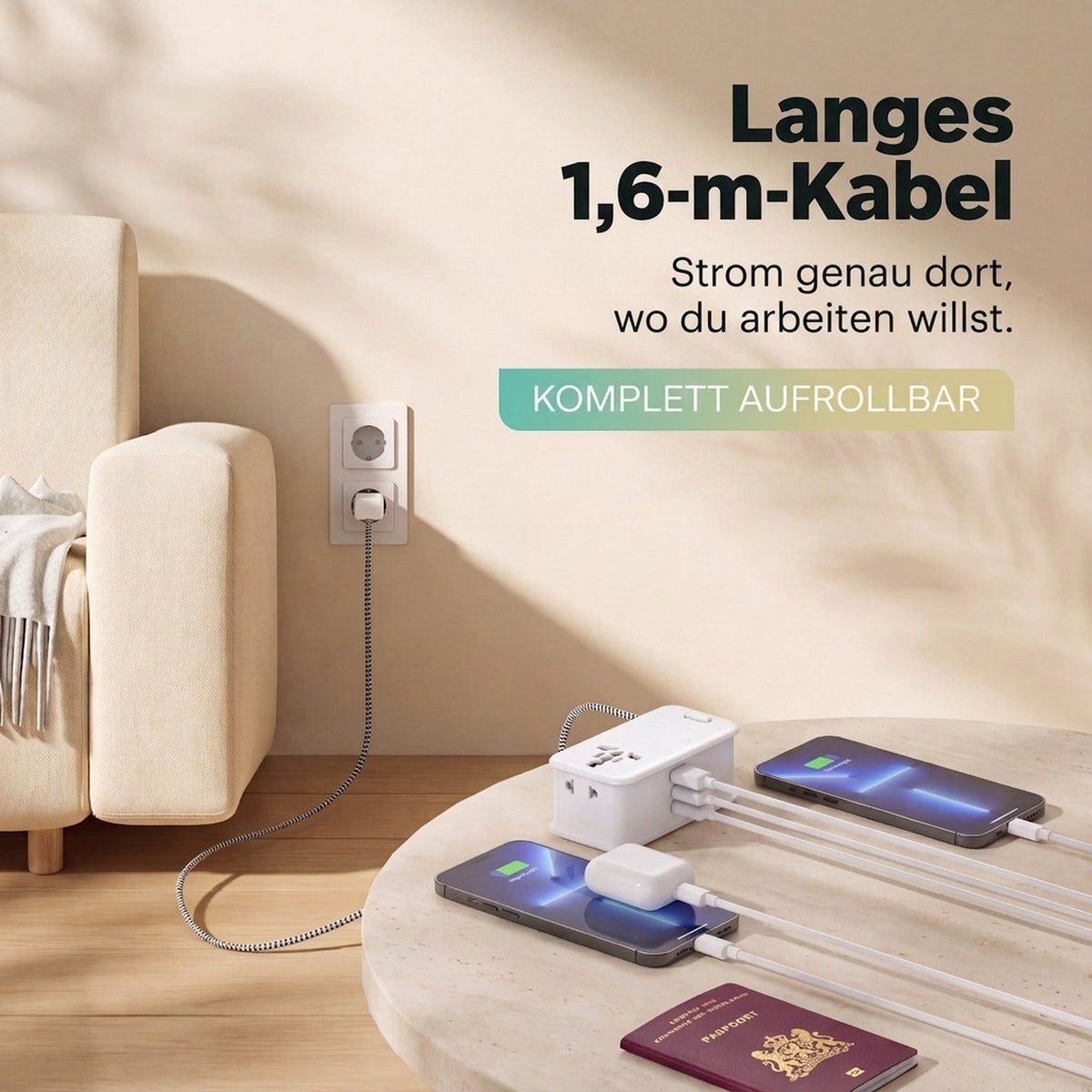 Remodius Travel Power Strip: Lange kabel #lang_de