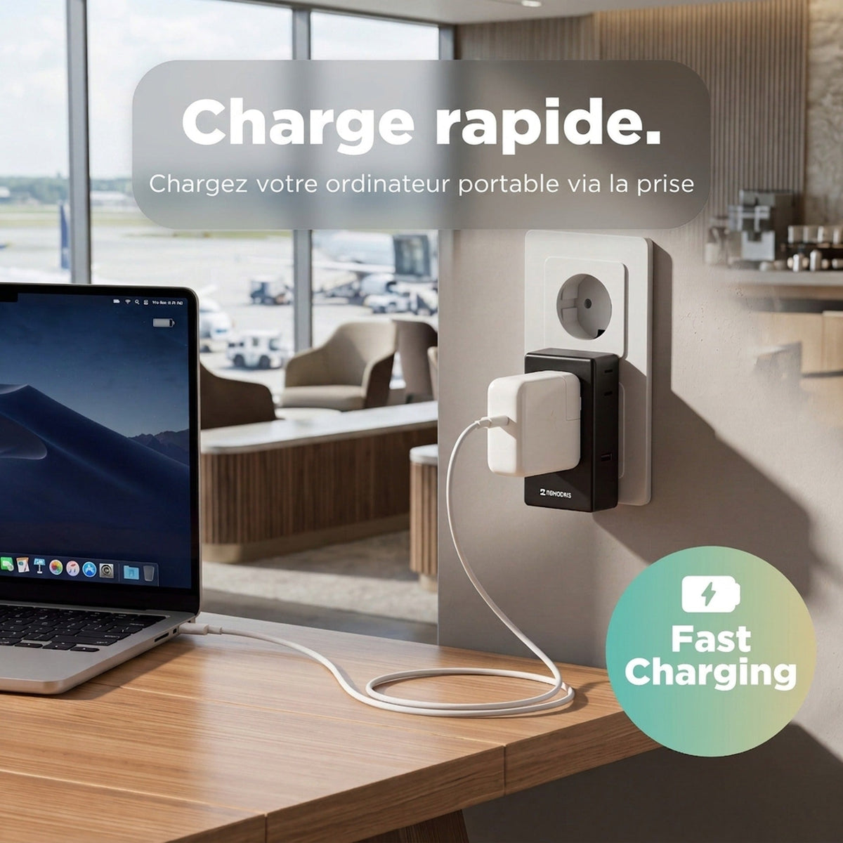 Remodius Ultra Dunne Wereldstekker: Laptop opladen #lang_fr