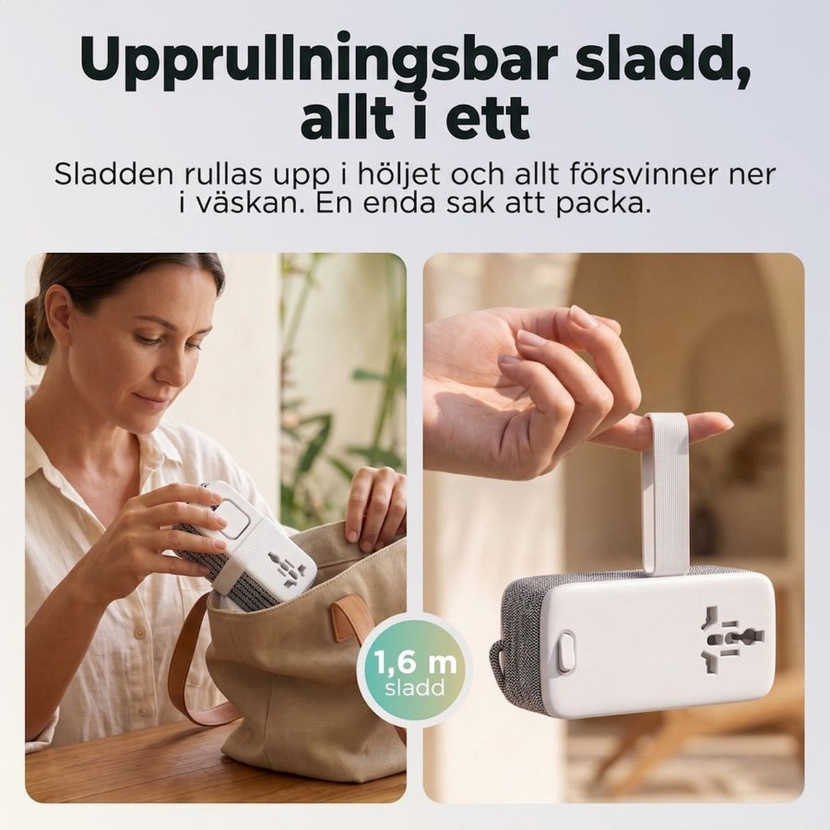 Remodius Travel Power Strip: Oprolbaar snoer #lang_sv