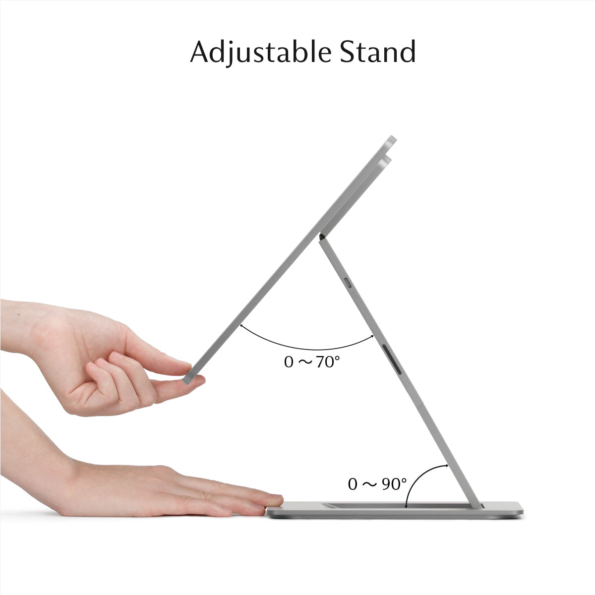 Draagbaar 120Hz-beeldscherm 16 inch Granite Grey, zijaanzicht ultradun
