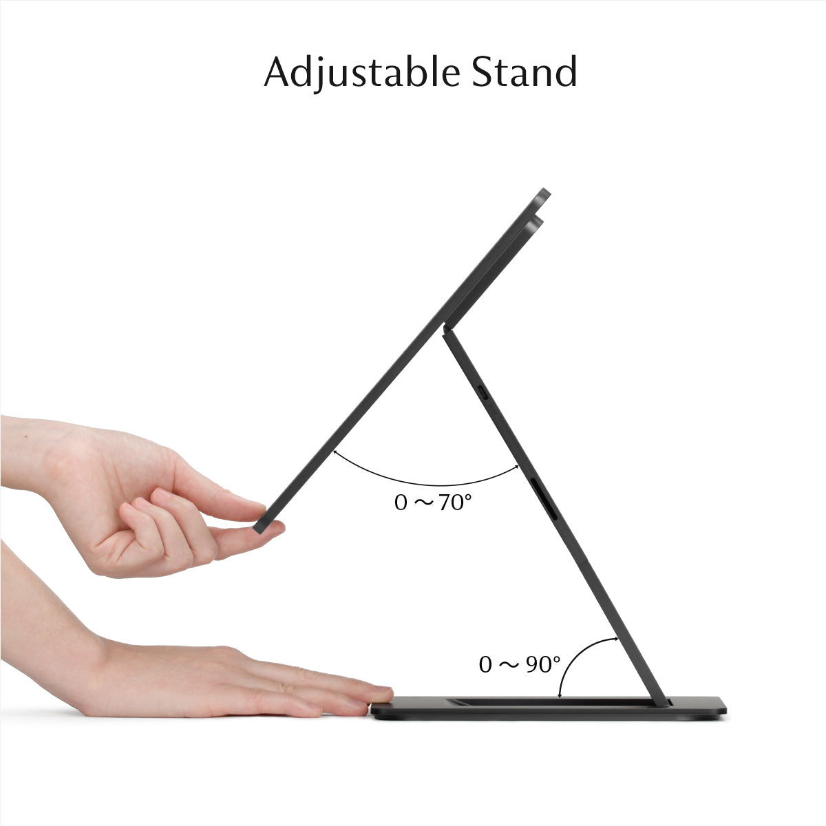 Draagbaar 120Hz-beeldscherm 16 inch Universe Black, zijaanzicht ultradun