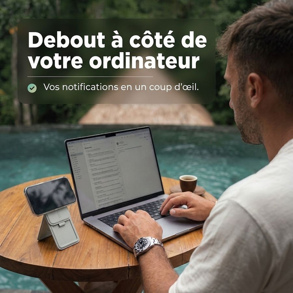 Remodius FoldStand Stone, rechtop naast je laptop #Kleur_Stone #lang_fr