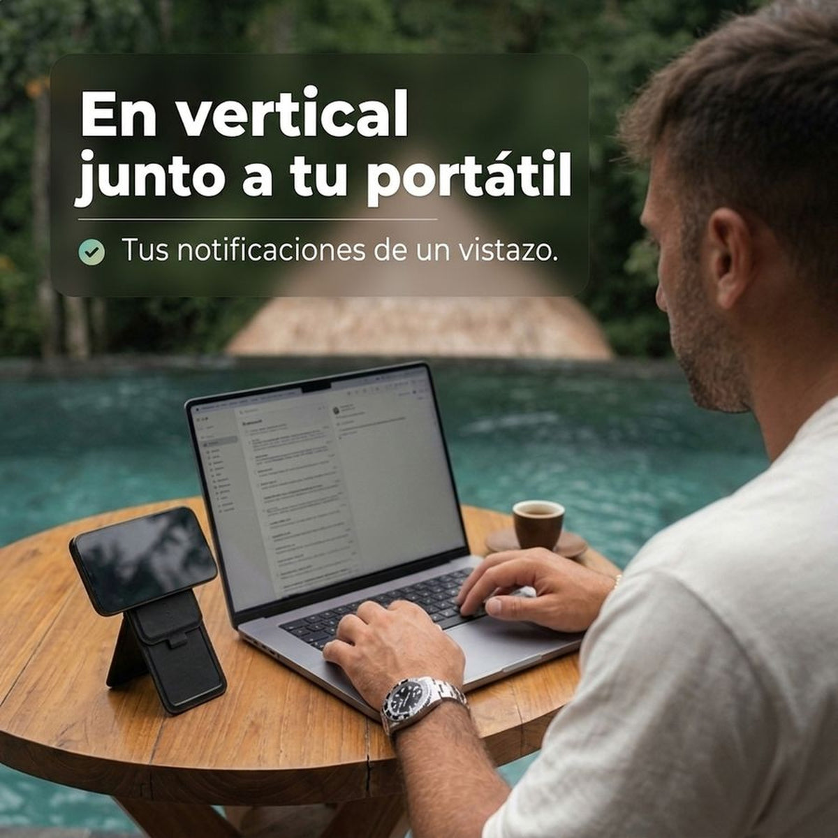 Remodius FoldStand Zwart, rechtop naast je laptop #Kleur_Zwart #lang_es