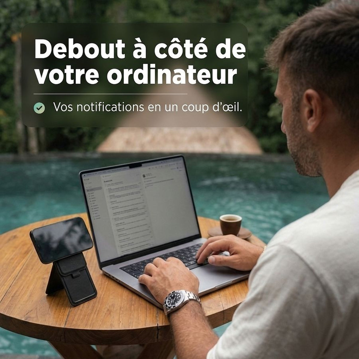 Remodius FoldStand Zwart, rechtop naast je laptop #Kleur_Zwart #lang_fr
