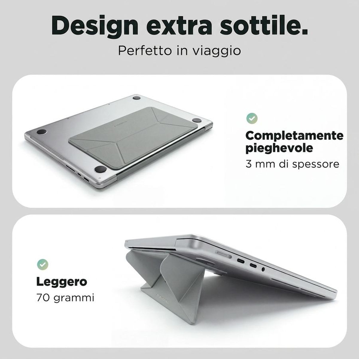 Remodius Invisible Laptop Stand Stone, extra dun ontwerp van 3 mm #Kleur_Stone #lang_it