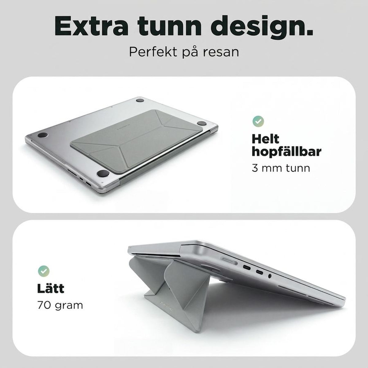 Remodius Invisible Laptop Stand Stone, extra dun ontwerp van 3 mm #Kleur_Stone #lang_sv