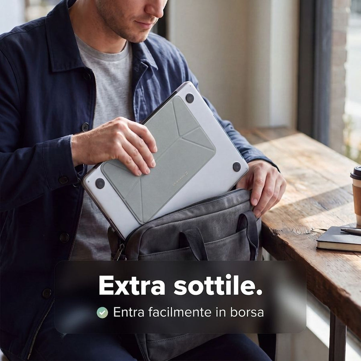 Remodius Invisible Laptop Stand Stone, extra dun, past in je tas #Kleur_Stone #lang_it