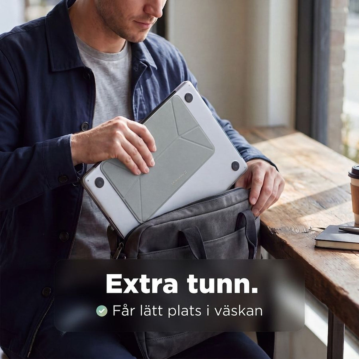 Remodius Invisible Laptop Stand Stone, extra dun, past in je tas #Kleur_Stone #lang_sv