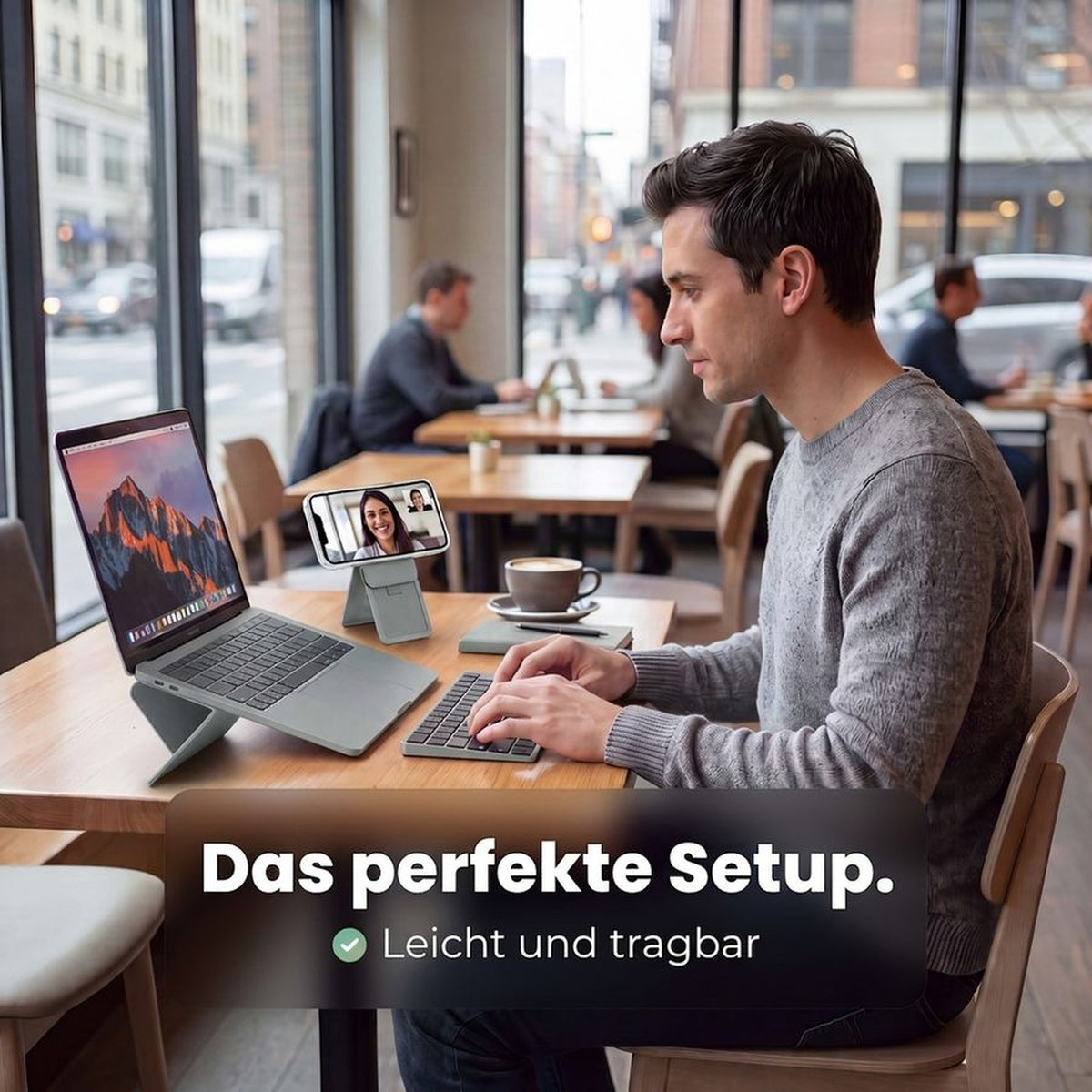 Remodius Invisible Laptop Stand Stone, perfecte set-up op je bureau #Kleur_Stone #lang_de