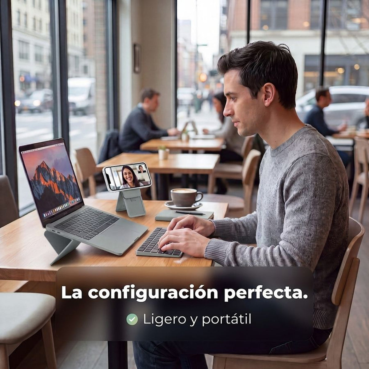 Remodius Invisible Laptop Stand Stone, perfecte set-up op je bureau #Kleur_Stone #lang_es