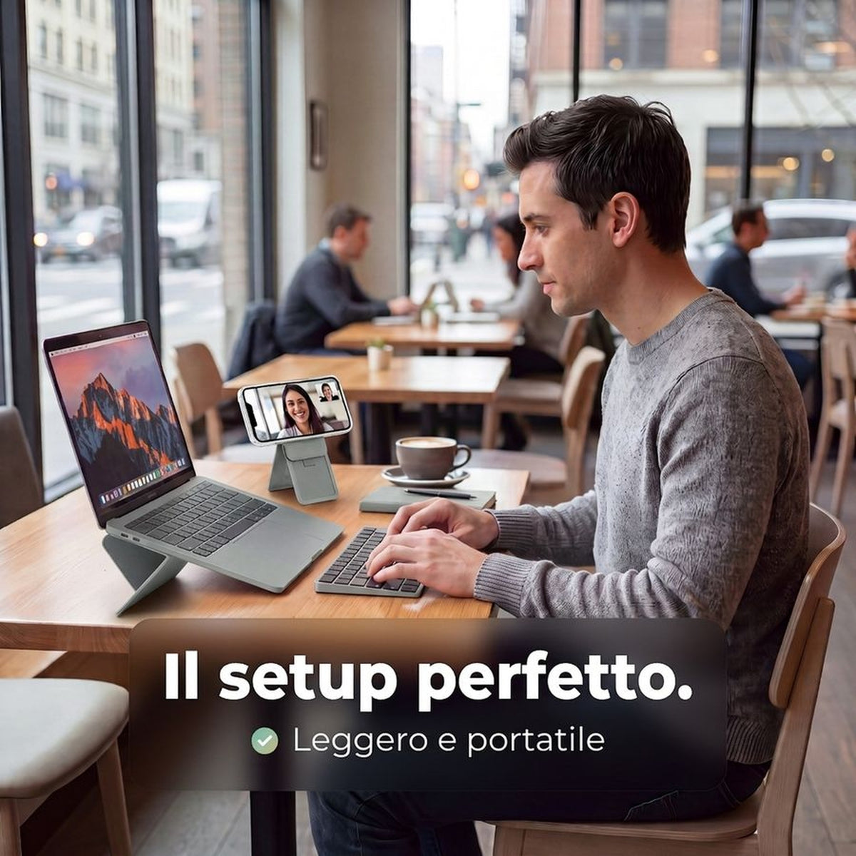 Remodius Invisible Laptop Stand Stone, perfecte set-up op je bureau #Kleur_Stone #lang_it