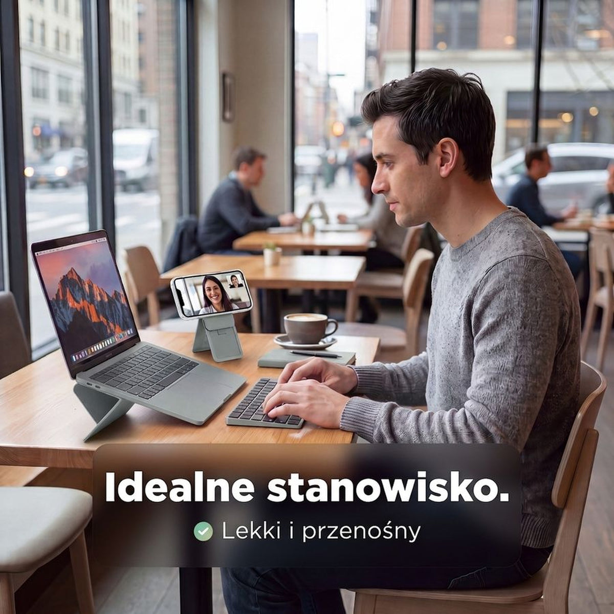 Remodius Invisible Laptop Stand Stone, perfecte set-up op je bureau #Kleur_Stone #lang_pl