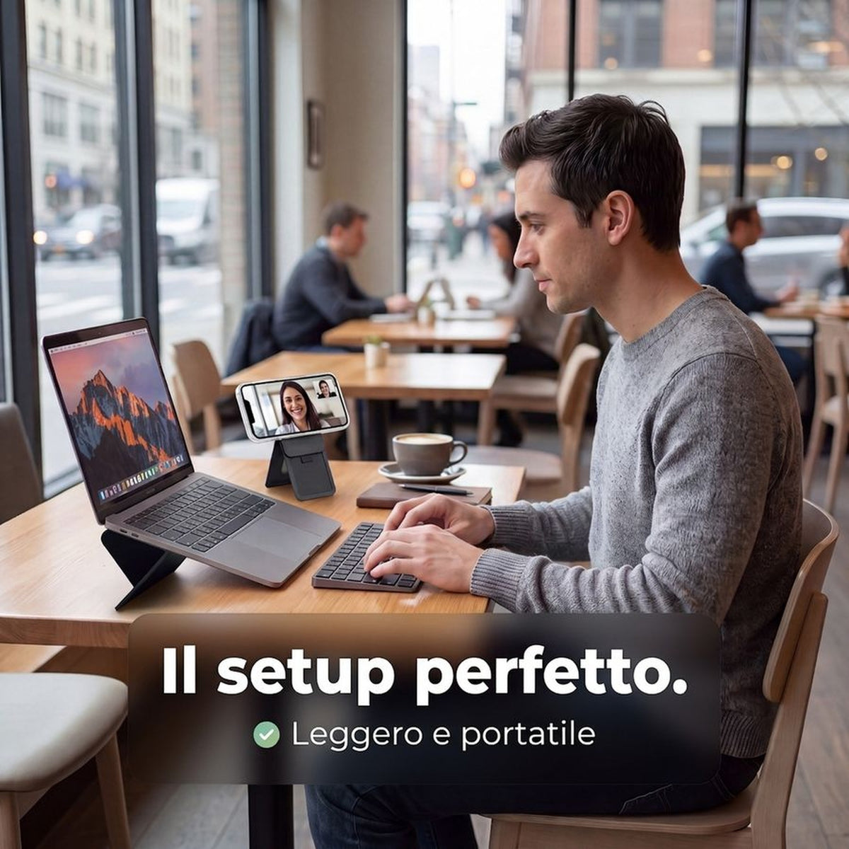 Remodius Invisible Laptop Stand Zwart, perfecte set-up op je bureau #Kleur_Zwart #lang_it