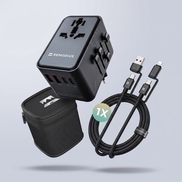 Remodius paket med reseadapter och laddkabel