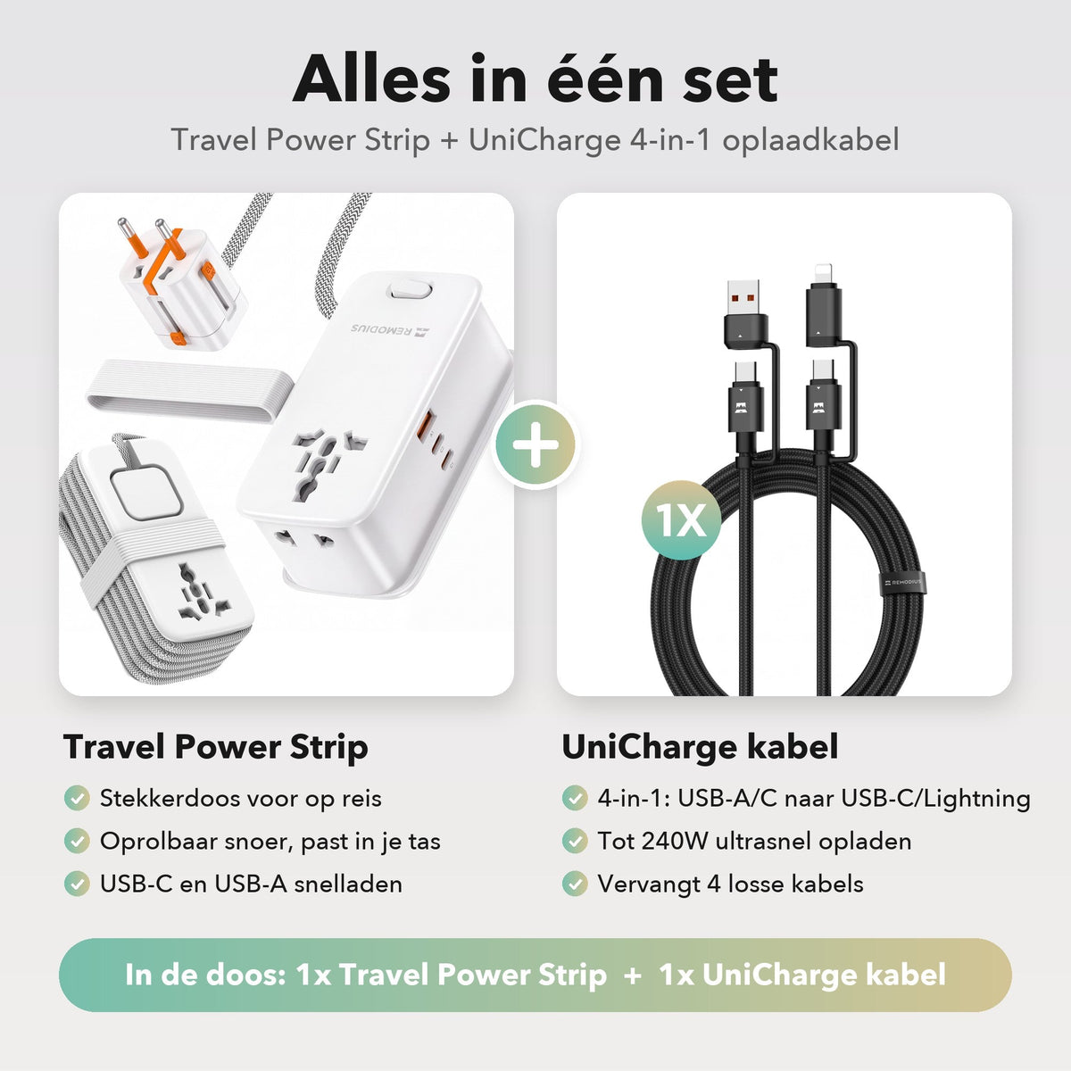 Travel Power Strip incl. 1x UniCharge 2