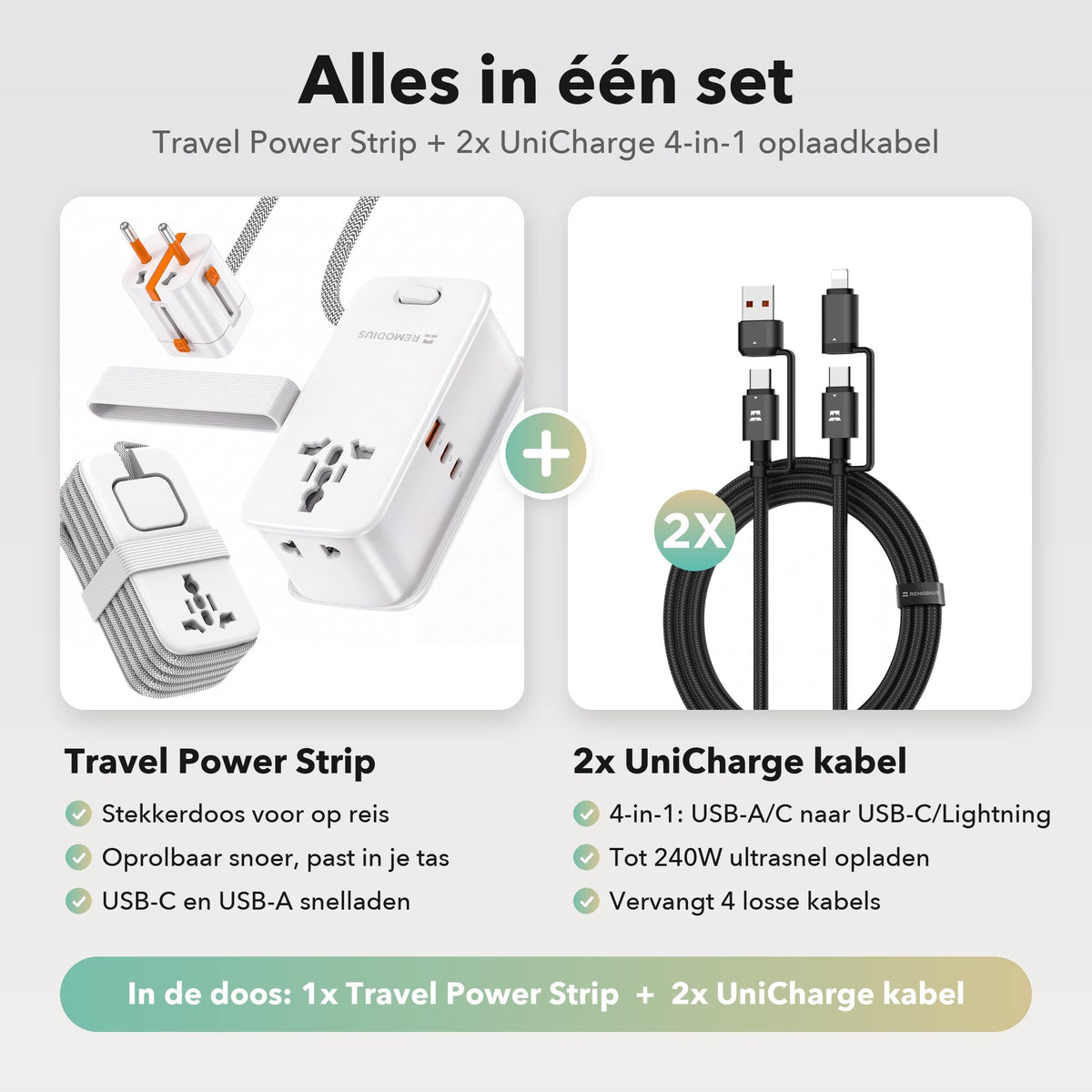 Travel Power Strip incl. 2x UniCharge 2