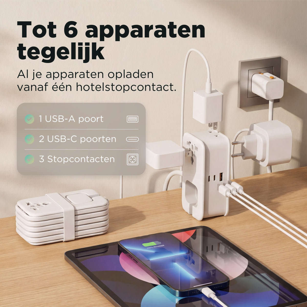Remodius Travel Power Strip: Oplaadpoorten #lang_nl