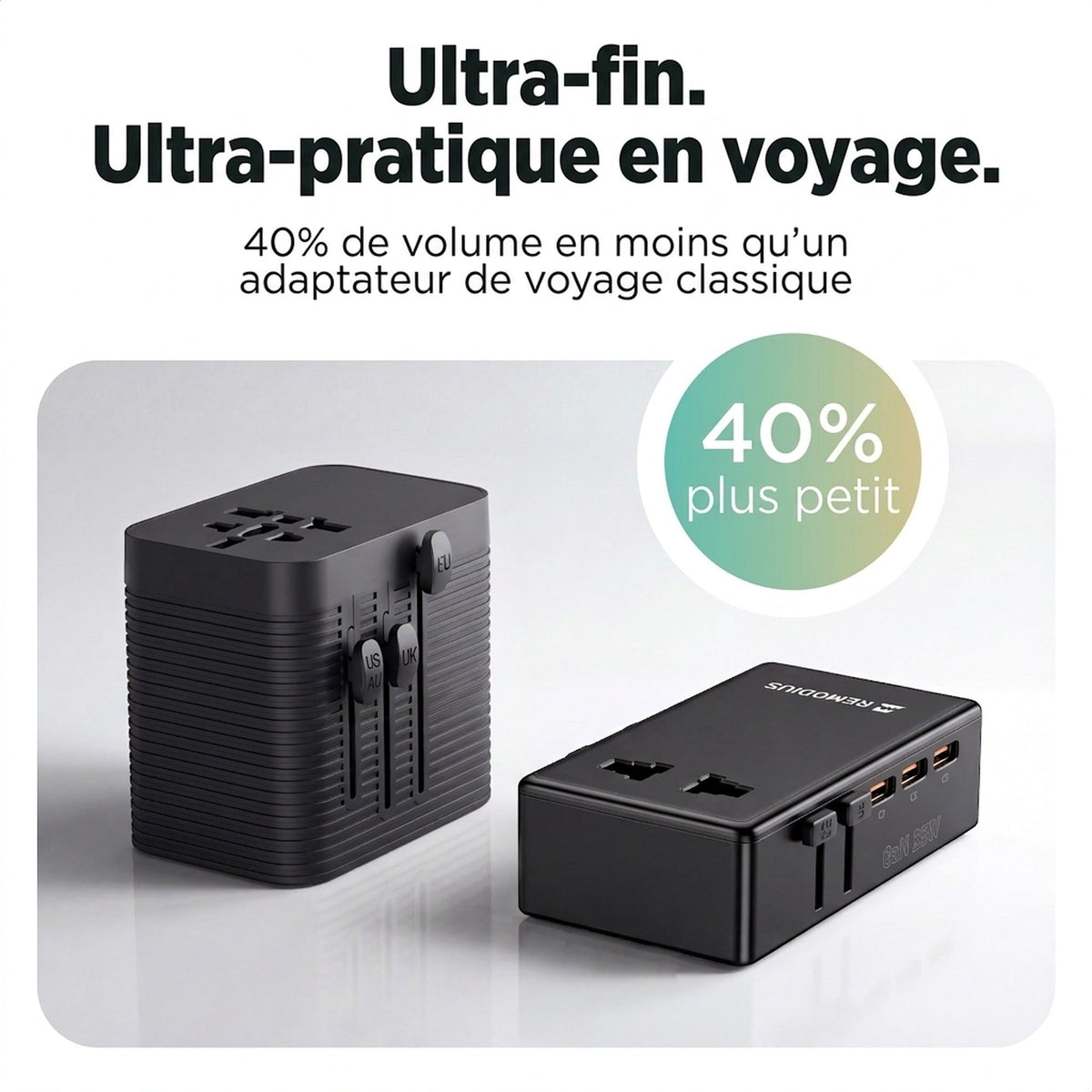 Ultra Dunne Wereldstekker incl. 2x UniCharge 4 #lang_fr