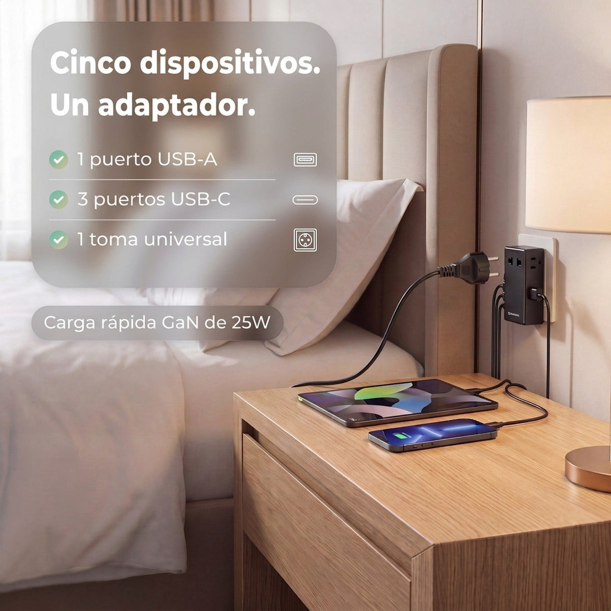 Ultra Dunne Wereldstekker incl. 2x UniCharge 7 #lang_es