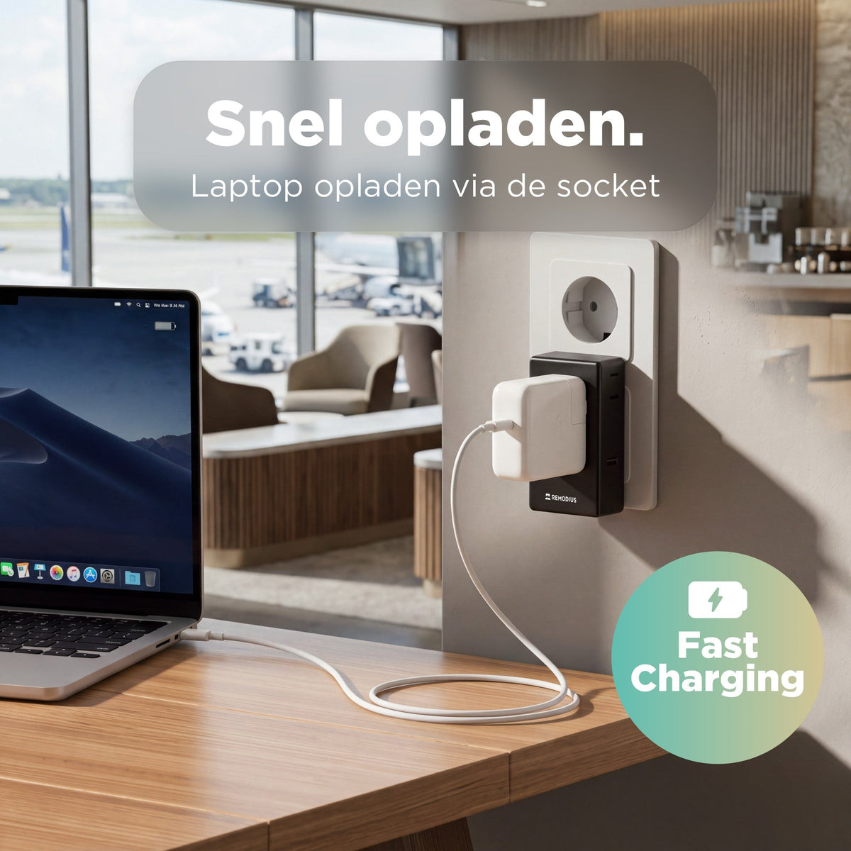 Remodius Ultra Dunne Wereldstekker: Laptop opladen #lang_nl