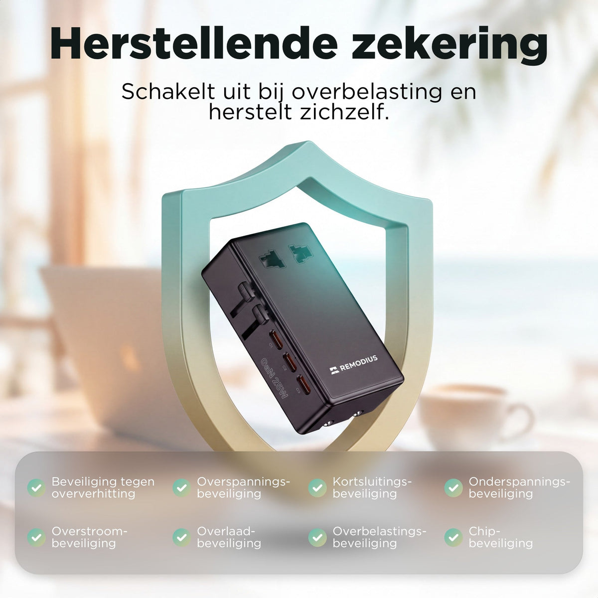 Ultra Dunne Wereldstekker incl. 1x UniCharge 12