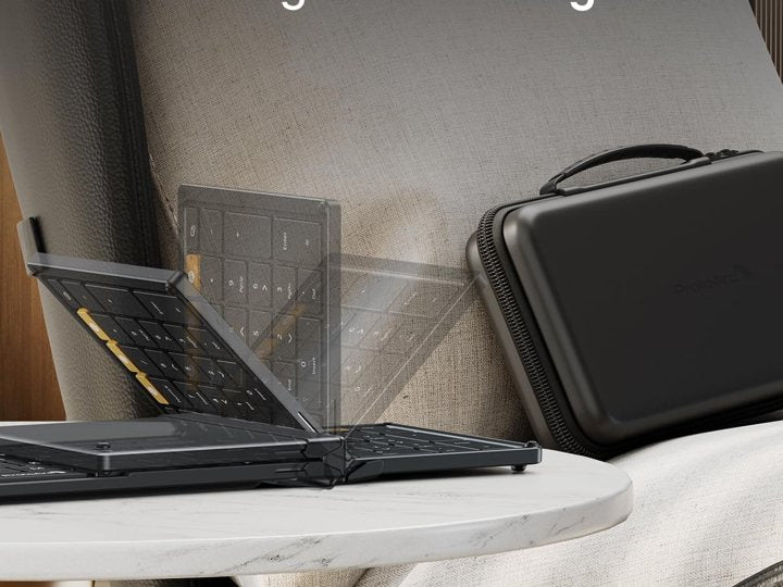 Foldable keyboard in use