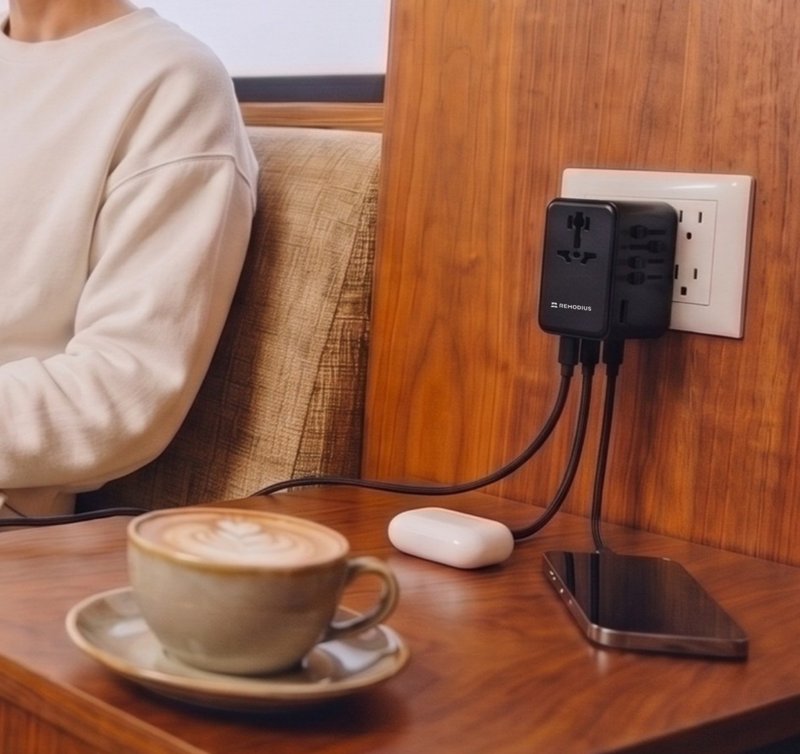 Remodius wereldstekker in een lounge