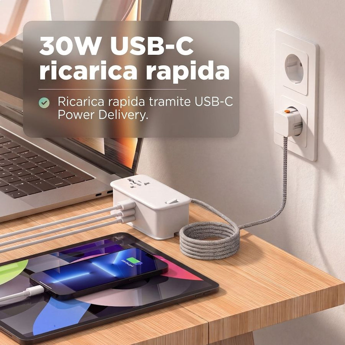 Remodius Travel Power Strip: Snelladen #lang_it