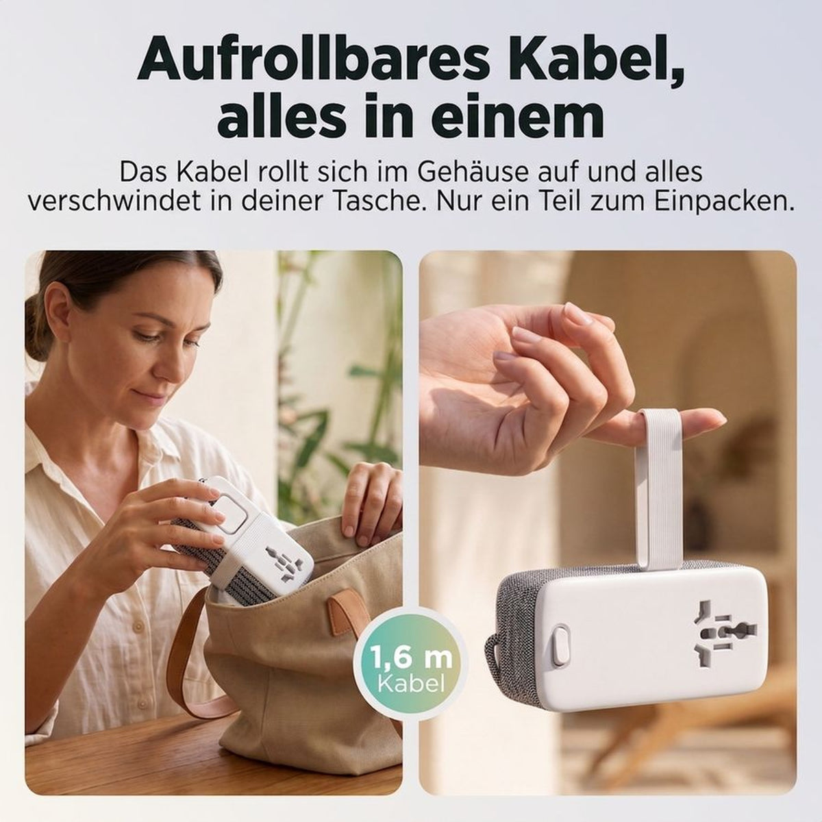 Remodius Travel Power Strip: Oprolbaar snoer #lang_de