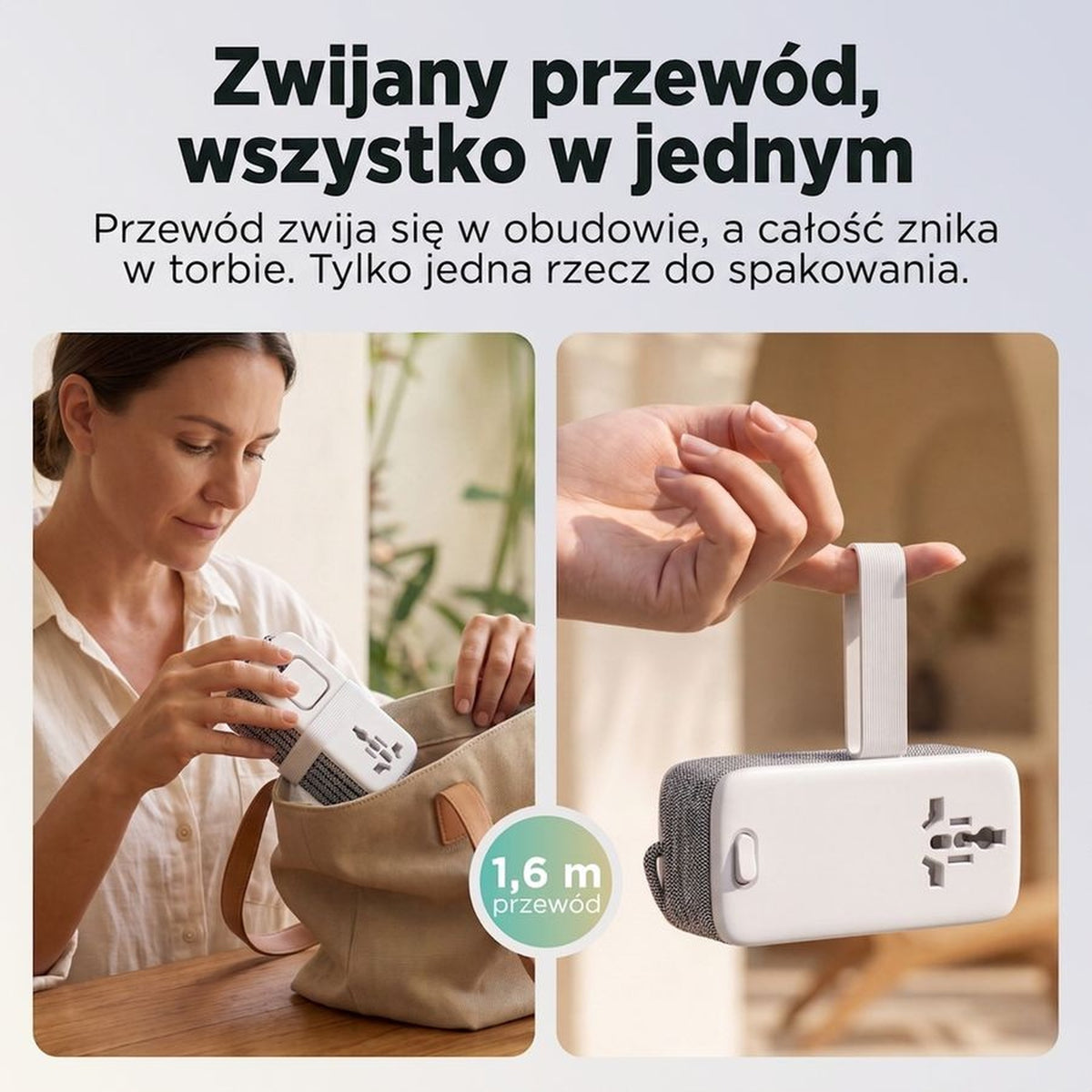 Remodius Travel Power Strip: Oprolbaar snoer #lang_pl