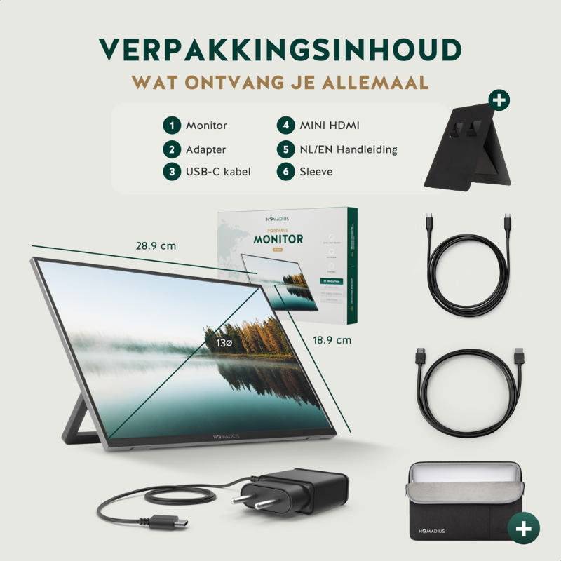 Portable Monitor + Sleeve + Stand