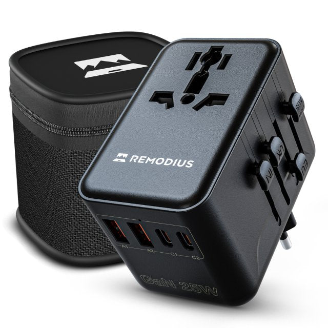 Remodius World Travel Adapter voor 220+ landen, met opbergcase