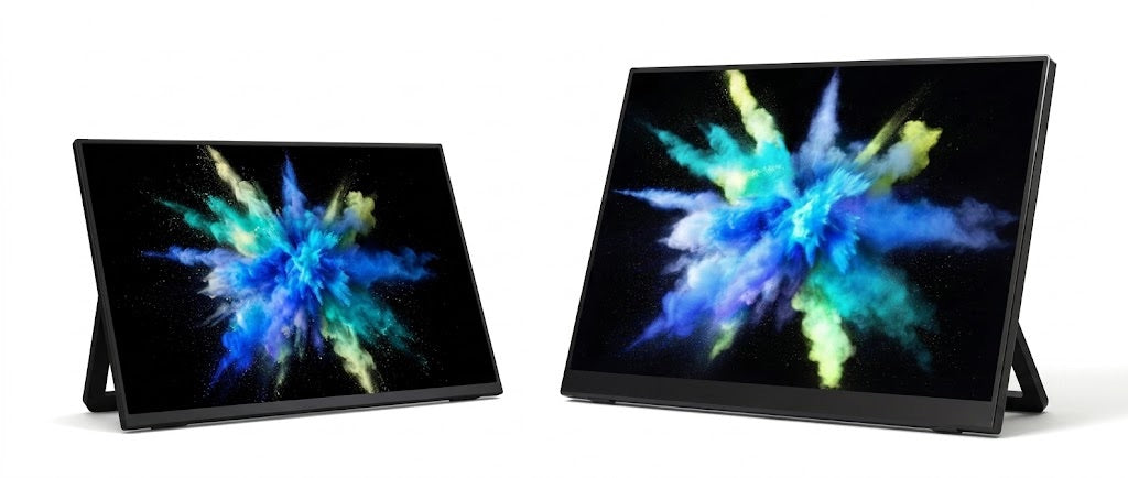 Remodius 13 inch en 16 inch portable monitor naast elkaar